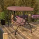Flash Furniture TLH-007-BN-GG 3-Seat Patio Swing Canopy Hammock, 800 lb. Brown Steel Frame 2 image