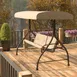 Flash Furniture TLH-007-TAN-GG 3-Seat Patio Swing Canopy Hammock, 800 lbs, Tan, Standalone Steel Frame 2 image