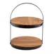 TableCraft 10719 - Two-Tier Acacia Wood Stand, 12" x 11-2/5" x 16", Powder-Coated Metal Frame 1 image
