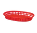 TableCraft 1076R - Oval Red Plastic Serving Basket, 10½" x 7¼" x 1½", Dishwasher Safe - 1/Each 1 image