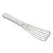 TableCraft 10944 Stainless Steel Fish Turner, 6" x 2-7/8" x 5/8", White Plastic Handle, Dishwasher Safe 1 image