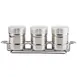 TableCraft Products 11054 - 3-Piece 6 oz Steel Shaker Set, Cinnamon Cocoa Nutmeg, Rack - 3/Set 1 image