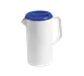 TableCraft 144W White 2-1/2 Qt Plastic Water Pitcher, BPA Free, 3-Way Sanitary Blue Lid, Handle 1 image