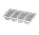 TableCraft Products 1524G Cutlery Bin - 4 Compartment, 21-5/8" x 12" x 3-3/4", Stackable, Dishwasher Safe, Gray HDPE, FDA/NSF Approved, Made in USA 1 image