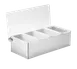 TableCraft Products 1604 Condiment Bar Holder, 1‑Pint (12" x 5-3/4"), 4‑Comp Steel Lid, Silver 1 image