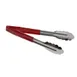 TableCraft Products 3774REU Utility Tongs, 9-1/2", One Piece, Vinyl-Coated, Spring Steel, Red 1 image