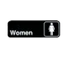 TableCraft Products 394516 Compliance Sign, 3" x 9", Women, White on Black, Plastic, Dishwasher Safe 1 image