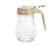 TableCraft 406A Syrup Pourer - 6 oz. Teardrop Glass Jar, Almond ABS Top, Dishwasher Safe - 12/Case 1 image