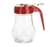 TableCraft 406RE Syrup Pourer, 6oz Teardrop Glass Jar, Red ABS Top, Dishwasher Safe - Dozen 1 image