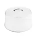 TableCraft 422A Clear Plastic Cake Cover, 12" Dia. 7-1/2" Height, Chrome Handle, 6/Set 1 image