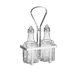TableCraft Products 600N Oil & Vinegar Cruet Set, Two 6 oz Glass Bottles, Steel Tops, Chrome Rack 1 image