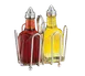 TableCraft Products 600ST Oil & Vinegar Cruet Set, 2 6 oz Glass Bottles, Steel Tops, Rack - Set 2 image