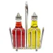 TableCraft Products 600ST Oil & Vinegar Cruet Set, 2 6 oz Glass Bottles, Steel Tops, Rack - Set 1 image