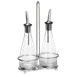 TableCraft 611N Oil & Vinegar Cruet Set, 2×6oz Clear Glass Bottles, Chrome Plated Rack, Steel Pourers 1 image