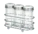 TableCraft Products 659N Dispenser Set, Three 2 oz Fluted Glass Shakers with Steel Tops, Chrome Rack 1 image
