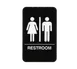 TableCraft 695633 - 6" x 9" ADA Compliant Restroom Sign, White on Black, Braille/Tactile, Adhesive 1 image