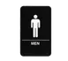 TableCraft 695635 Men Restroom Sign, 6" x 9", White on Black, Plastic, ADA Braille, Adhesive 1 image