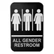 TableCraft Products 695652 All-Gender Restroom Sign, 6" x 9", White/Black, Braille Tactile, Backing 1 image