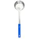 TableCraft Products 7708 Portion Control Spoon, 8 oz, Perforated, Stainless Steel with Blue Handle 1 image