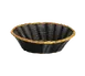 TableCraft Products 875B - Round Woven Basket, 8" x 8" x 2", Black with Gold Metal Trim, Poly Cord 1 image