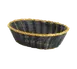 TableCraft 975B Oval Black Polypropylene Serving Basket, 9" x 6.5" x 2.5", Gold Trim, Hand‑Woven 1 image