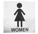 TableCraft Products B11 - 5" x 5" Women Restroom Sign, Stainless Steel, Pressure Sensitive Adhesive 1 image