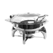 TableCraft CW40177 Fuel Chafer Dish, 6‑qt. Round Stainless Steel, Hinged 17‑1/4" × 19‑1/2" × 12‑1/4" 1 image