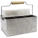 TableCraft Products GPSSCADDY - Brickhouse Collection™ Flatware Caddy, 10-3/4" x 8-1/2" x 4-3/4", 4-Compartment Stainless Steel Utensil Holder with Handle, Brick Texture 1 image