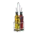 TableCraft H918N Oil & Vinegar Cruet - 8-1/2 oz Green Tint Glass Bottles, Pourer, Chrome Rack Set 1 image