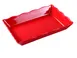 Yanco DC-6114R Rectangular Serving Tray, 14" x 9-1/2" x 2", Scalloped Edge, Red Melamine 1 image