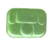 Yanco NS-803G 13" x 9-1/2" Green Melamine 6-Compartment Platter, Dishwasher Safe, NSF - Dozen 1 image