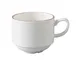 Yanco PR-001 - Porto 8 oz Coffee Cup, 3 1/4" Dia x 2 5/8" H, White/Brown, Dishwasher Safe - Dozen 1 image