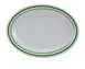 Yanco PT-216 Oval Platter, 16" x 12" Melamine Beige with Green Band, NSF - Dozen 1 image