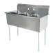 Serv-Ware BS3-1821-V 57" Three Compartment Sink, 18"W x 21"L Bowl Without Drainboard - 9" Backsplash 1 image