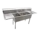 Serv-Ware D3CWP16202-18-V 84" Three Compartment Sink, 16"W x 20"L 3 Bowl With 2 Drainboards 1 image