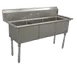 Serv-Ware D3CWP1818-V 59" Three Compartment Sink, 18"W x 18"L Bowl Without Drainboard 1 image