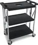 Dinex DXSBC152103 Fold 'N Go Metal Utility Cart, 15" x 21", Black, 3 Shelves, Push Handle 1 image