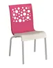 Grosfillex US835725 Tempo Stacking Side Chair, Resin Back with Circles Cutout, Pink/White, Tubular Steel Base 1 image