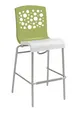 Grosfillex US836724 Tempo Stacking Barstool, Resin Back & Seat, Frog Green/White, Tubular Steel Base 1 image