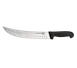 Omcan USA 12176 - 10" Stamped Butcher Knife, Granton Edge, Black Plastic Handle, 10" Blade 1 image