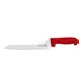 Omcan USA 12440 Slicing Knife - 9" Off-Set Blade, Wave Edge, Stamped Style, Red Polypropylene Handle 1 image