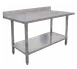 Omcan USA 23795 36" Open Base Work Table with Undershelf, 4" Backsplash / 18 Gauge Top 1 image