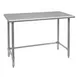 Omcan USA 28634 60" Open Base Work Table with Side & Rear Crossrails, 18 Gauge Flat Top 1 image