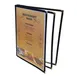Omcan USA 39802 Menu Cover – 3-Page Black Booklet, 9-1/4" x 11-3/4" Plastic, Metal Corners 1 image