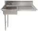 Omcan USA 40189 - 50" Undercounter Soiled Dishtable - Stainless Top, 20"x20" Sink / Left‑to‑Right 1 image