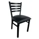 Omcan USA 47594+76554 Indoor Side Chair, Ladder Back, Metal Frame, Upholstered Vinyl Seat, Black 1 image