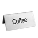 Omcan USA 80139 Beverage Tent Sign – Coffee Text, Stainless Steel Metal, Printed Tabletop Sign 1 image