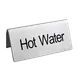 Omcan USA 80140 Beverage Tent Sign, Hot Water, Stainless Steel, Printed Metal Tabletop Display 1 image