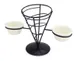 Omcan USA 80255 French Fry Holder Cone, 2 oz. Ramekin, Wire, Black Metal Restaurant Serving Basket 1 image