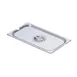 Omcan USA 80276 Stainless Steel 1/4‑Size Flat Slotted Steam Table Pan Cover with Handle NSF No Hinge 1 image